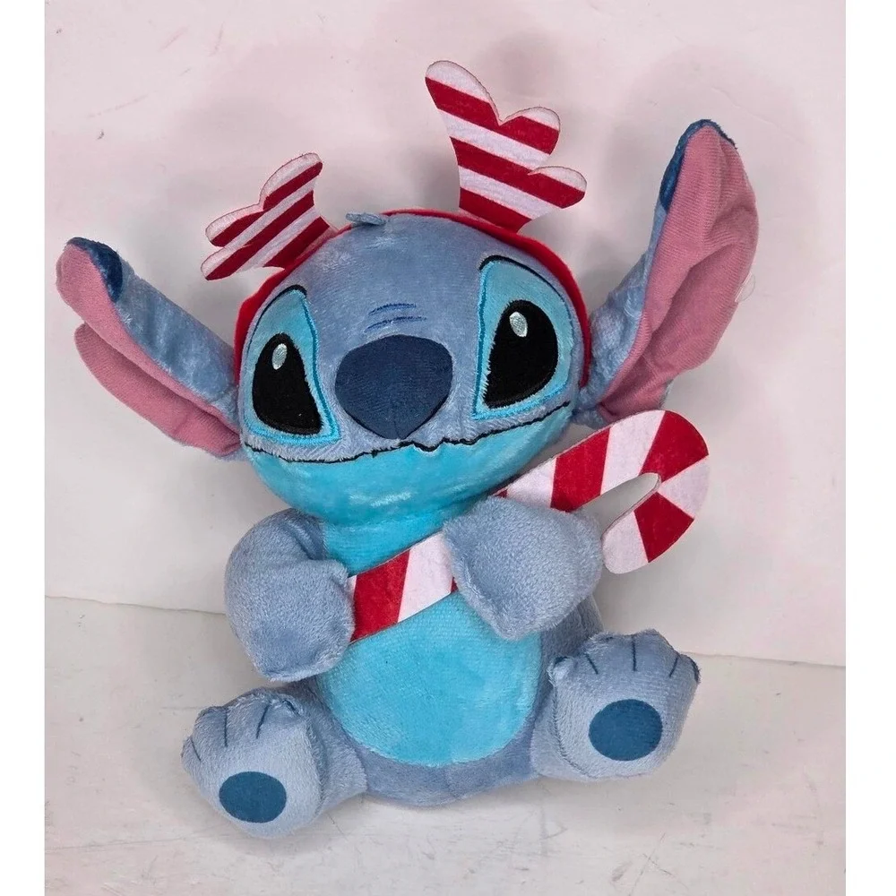 Disney Lilo & Stitch Christmas Holiday Cuddly‎ Soft Stuffed Plush Toy Candy Cane